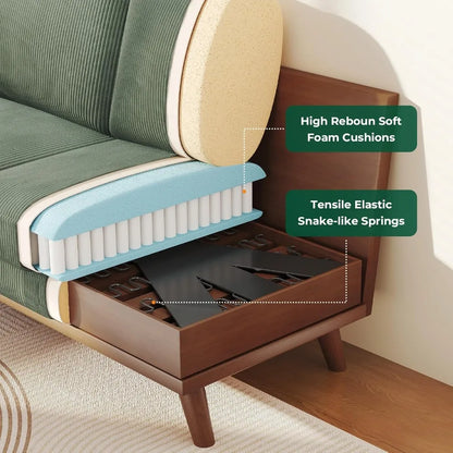 68" Loveseat Sofa - Green, Comfy Corduroy