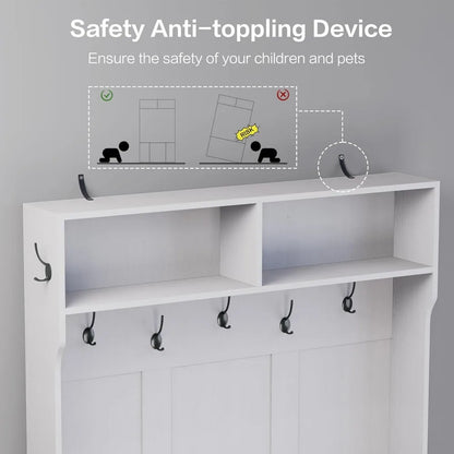 71" Hall Tree With Bench