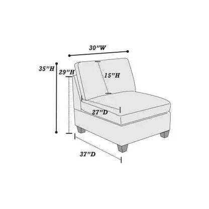 1pc Grey Chenille Fabric Modular Armless Chair