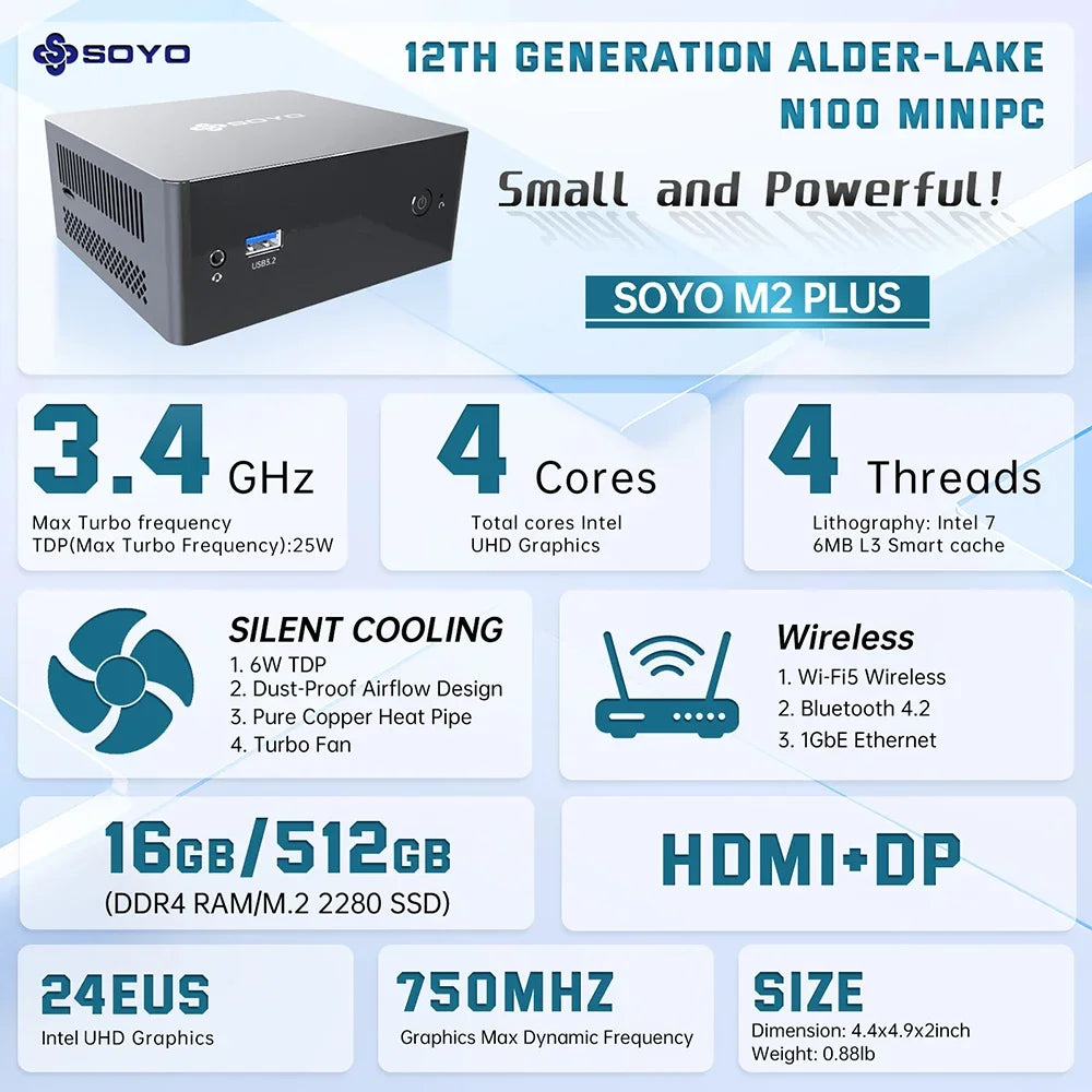 M2 Plus Mini PC Intel Alder Lake N100