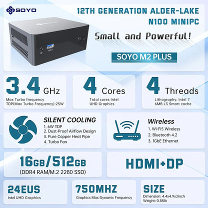 M2 Plus Mini PC Intel Alder Lake N100