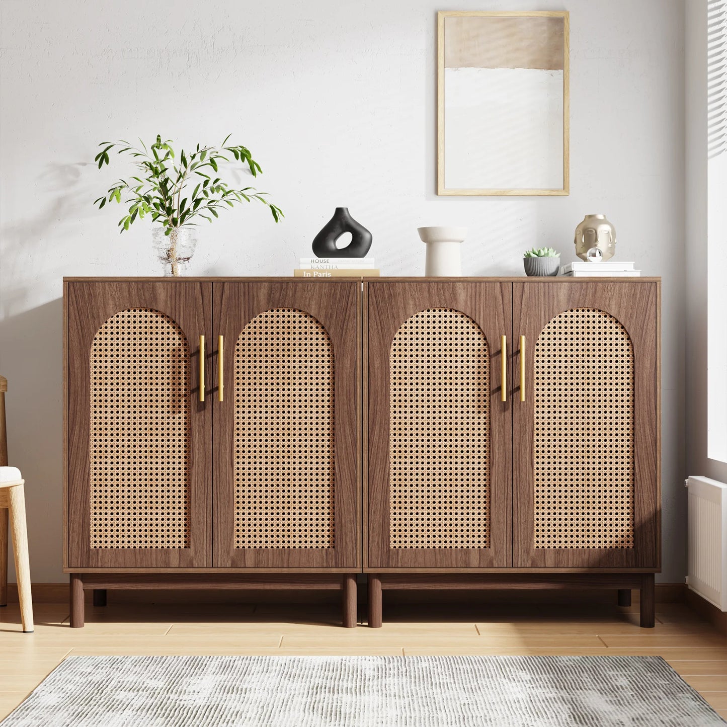 Tribesigns Set of 2 Rattan Sideboard Buffet