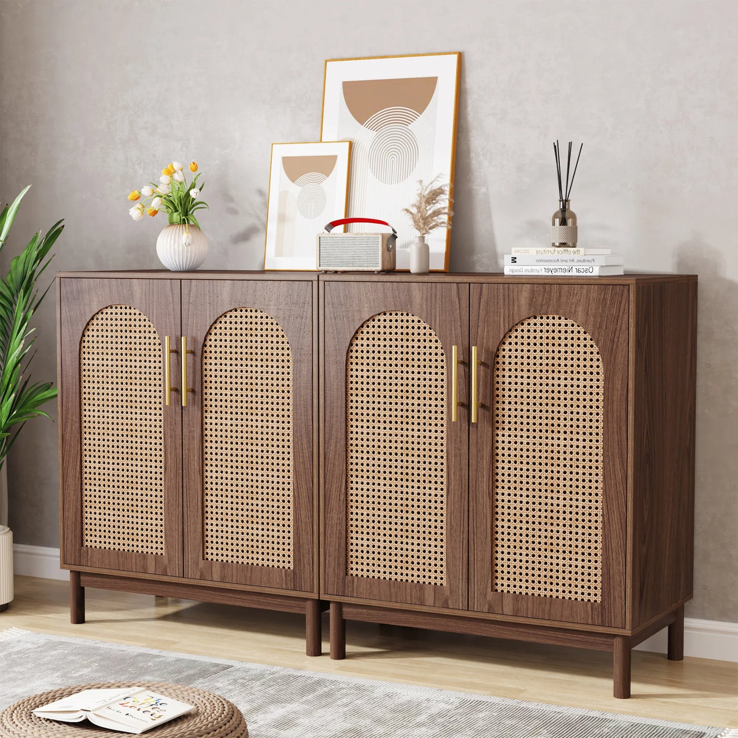Tribesigns Set of 2 Rattan Sideboard Buffet