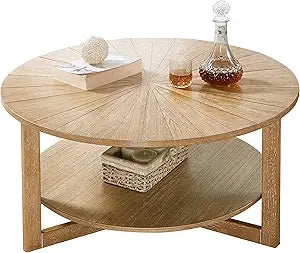 2 Tier Circle Coffee Table with Storage