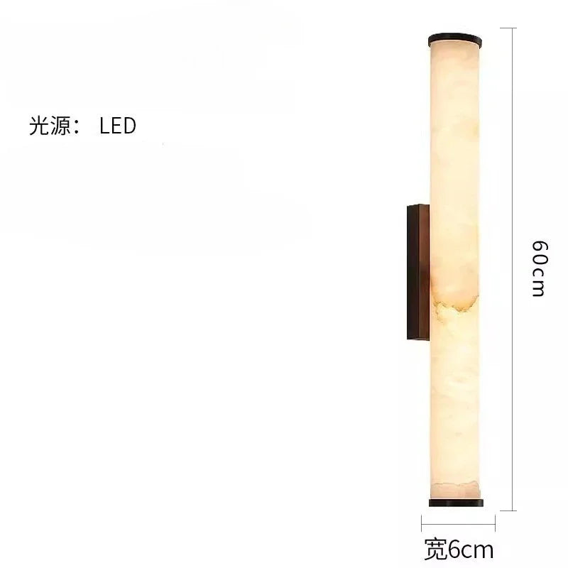 Post-modern Nordic Simple Marble Wall Lamp Living Room Background Wall Bedroom Bedside Column Study All Copper Decorative Lamps
