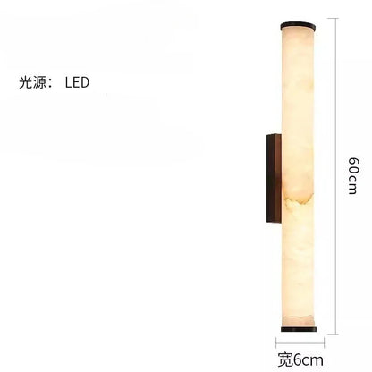 Post-modern Nordic Simple Marble Wall Lamp Living Room Background Wall Bedroom Bedside Column Study All Copper Decorative Lamps