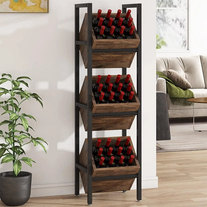 3-Tier Wooden Basket Stand