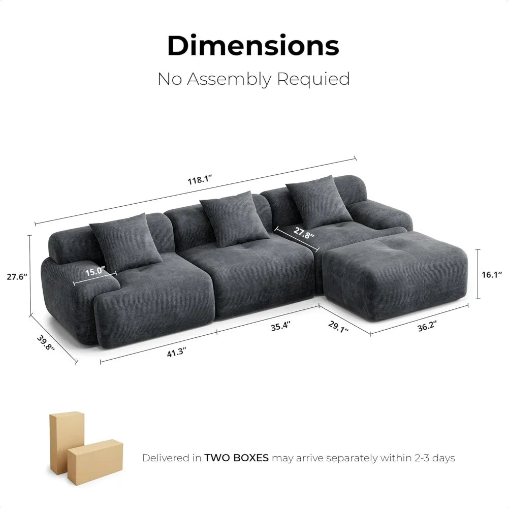 Dark Grey, Oversized 3-Seater Couch