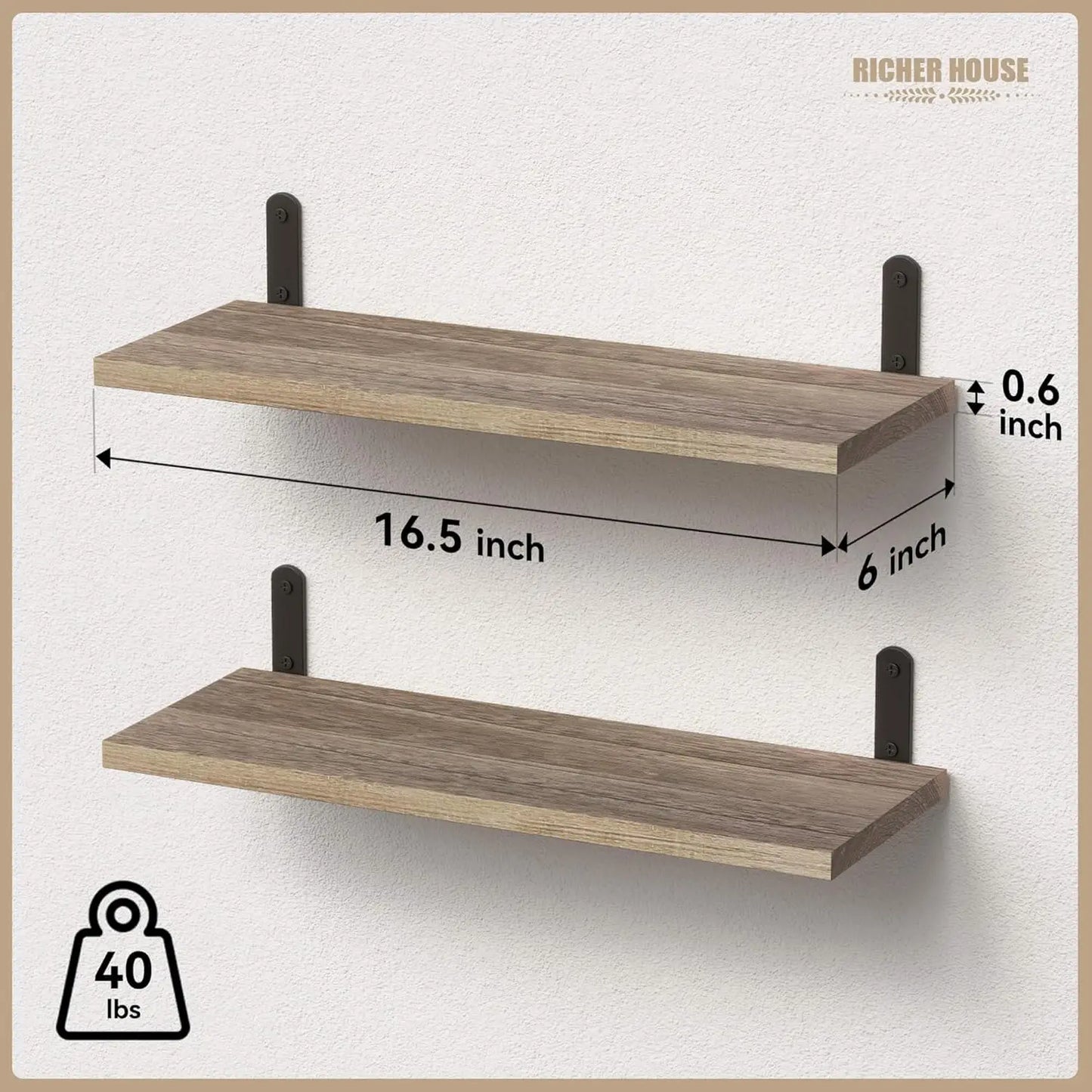 Rustic Wood Shelves Set of 2