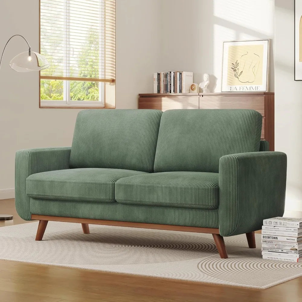 68" Loveseat Sofa - Green, Comfy Corduroy