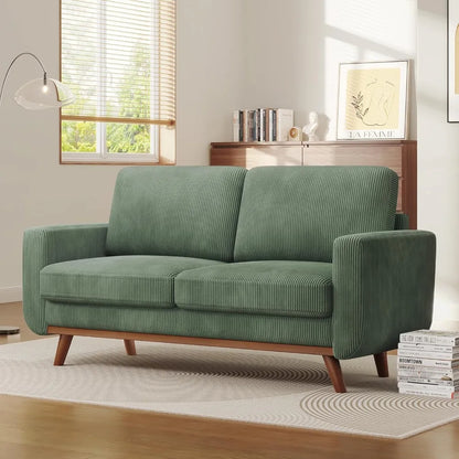68" Loveseat Sofa - Green, Comfy Corduroy
