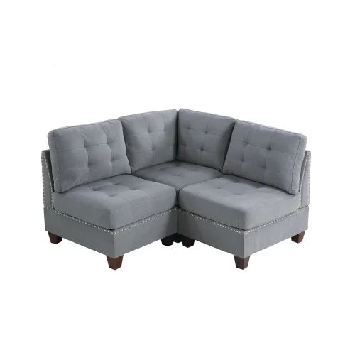Tufted Armless Chair Grey