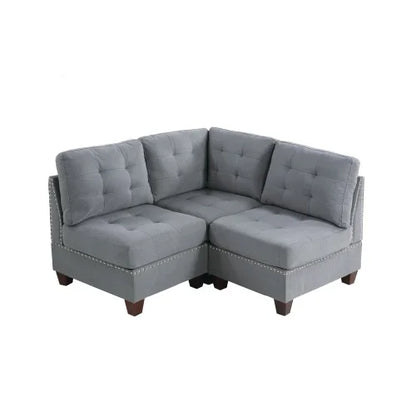 Tufted Armless Chair Grey