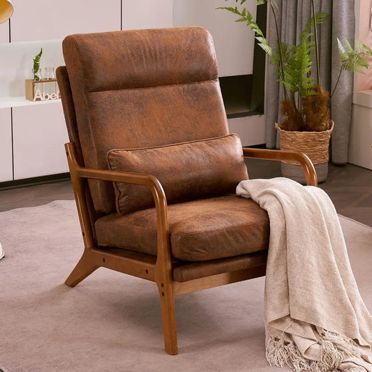 High Back Microfiber Rustic  Accent Chair