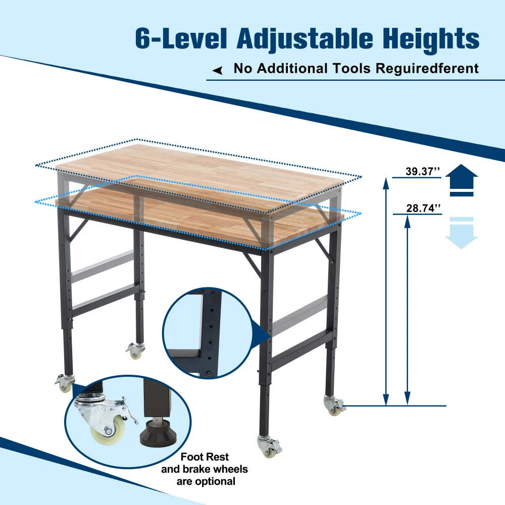 48" Heavy-Duty Adjustable Workbench