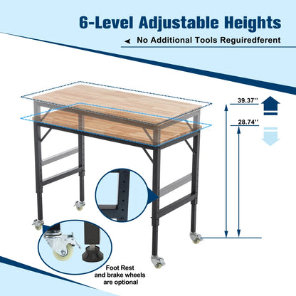 48" Heavy-Duty Adjustable Workbench