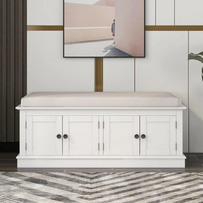 Rustic Storage Bench with 4 Doors