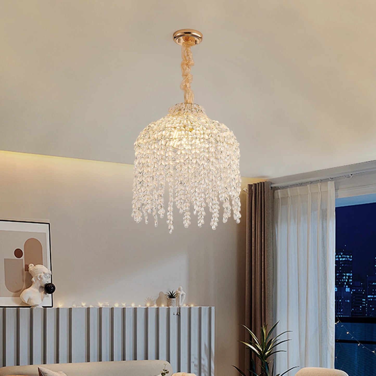 16 Inch 5-Light Crystal Pendant Light Chandelier