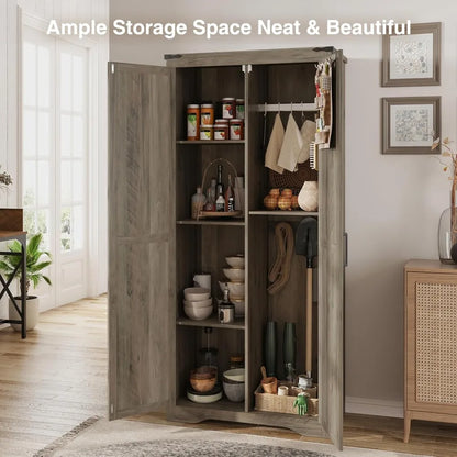 72" High Farmhouse Gray Storage Cabinet