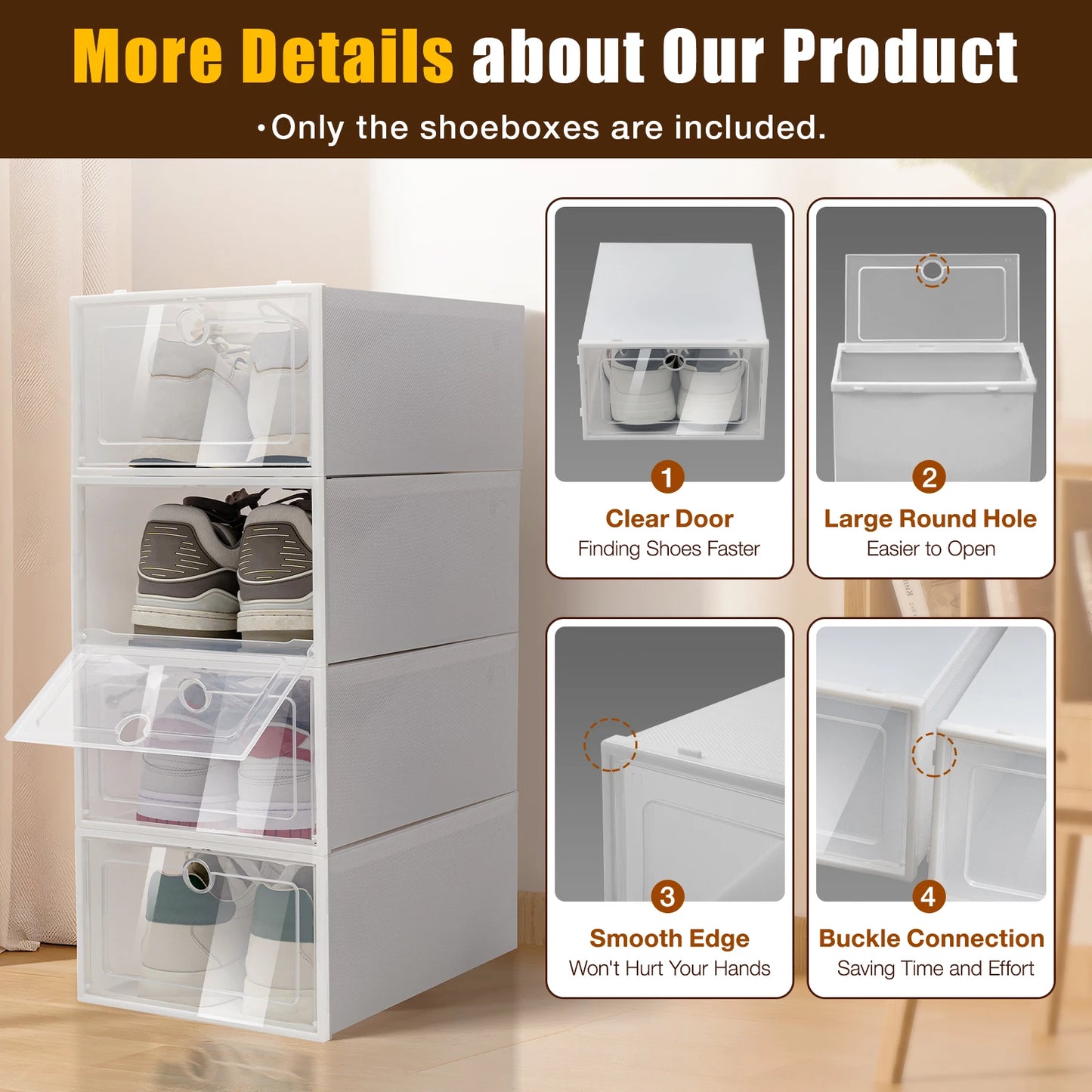 24-Pack Transparent Shoe Box Thickened Foldable Dustproof Shoes Organizer Stackable Shoe Cabinet for Small Spaces Storage
24-Pack Transparent Shoe Box Organizer