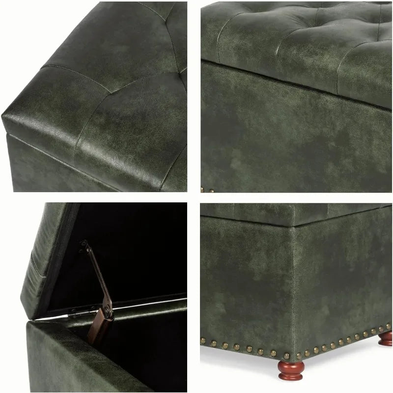 24'' Leather Ottoman with Storage