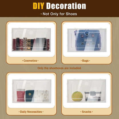 24-Pack Transparent Shoe Box Thickened Foldable Dustproof Shoes Organizer Stackable Shoe Cabinet for Small Spaces Storage
24-Pack Transparent Shoe Box Organizer