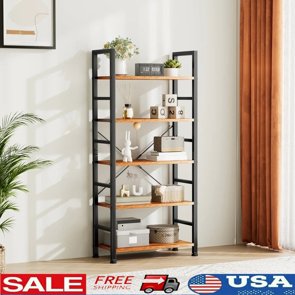 5 Tier Bookshelf Modern Storage Organizer