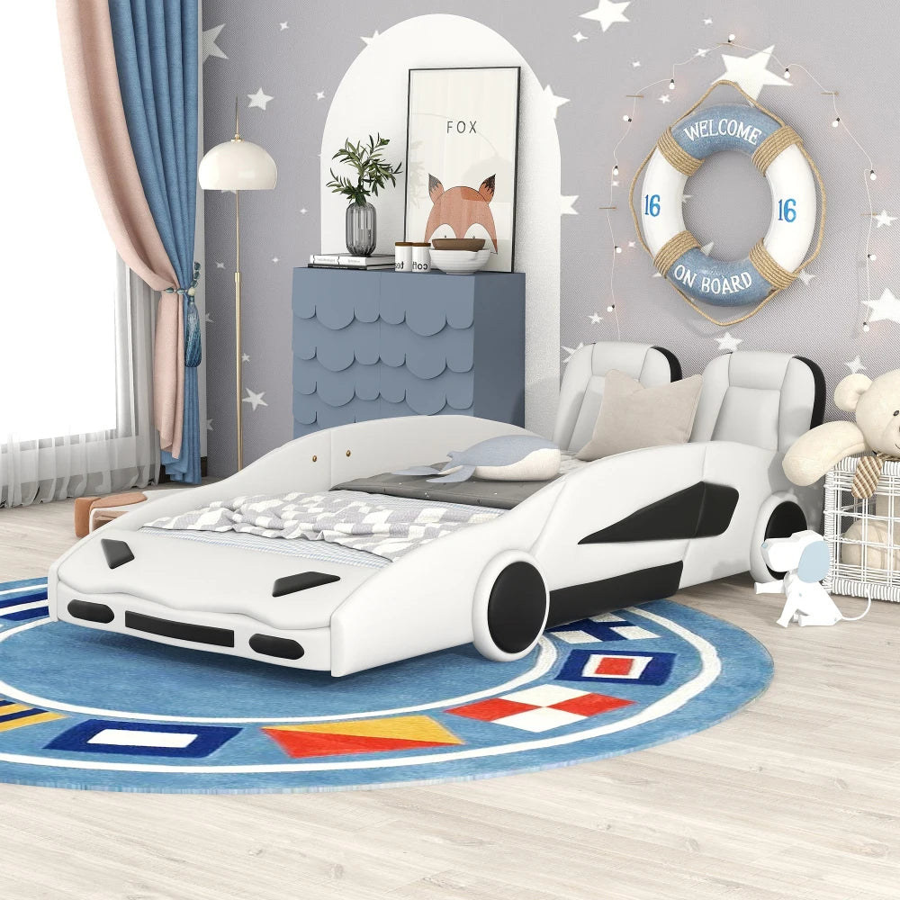 Twin Size Race Car-Bed with Wheels
