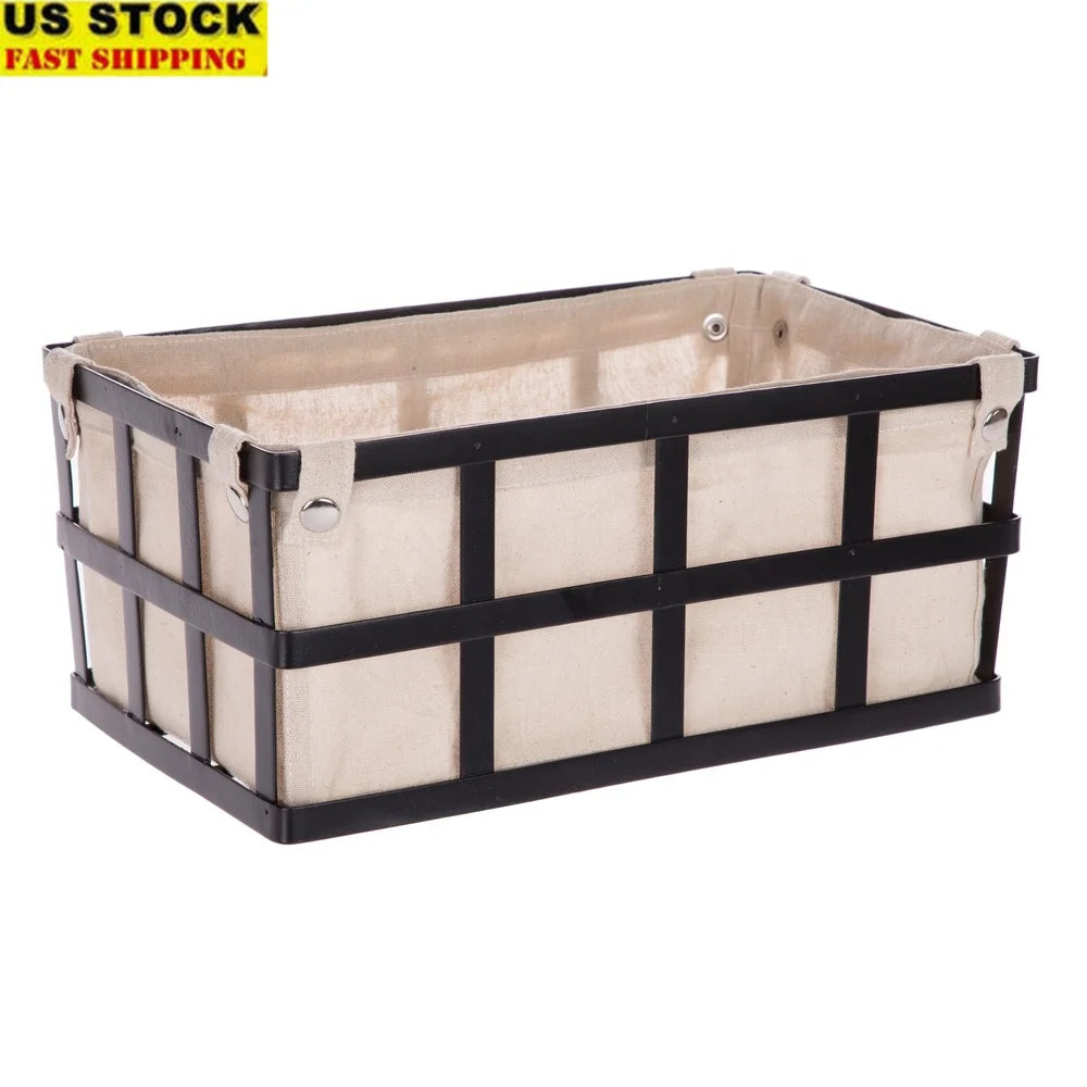 Black Rectangle Metal Storage Basket