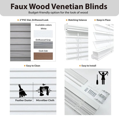 Cordless 2 Inch Faux Wood Blinds