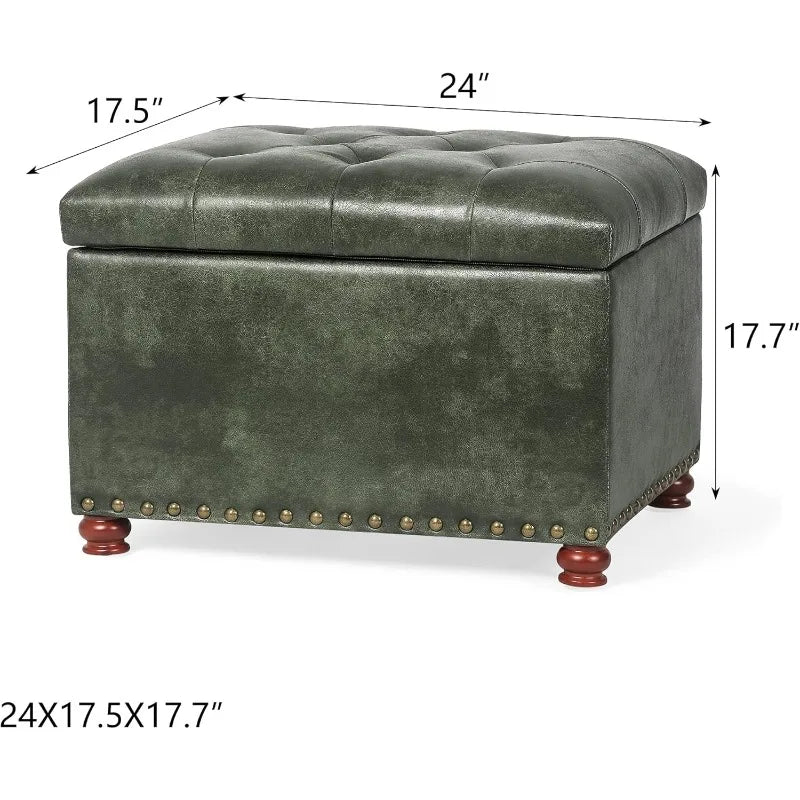 24'' Leather Ottoman with Storage