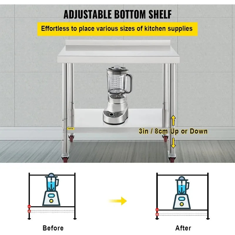 Stainless Steel Prep Table, 30 x 24 x 35