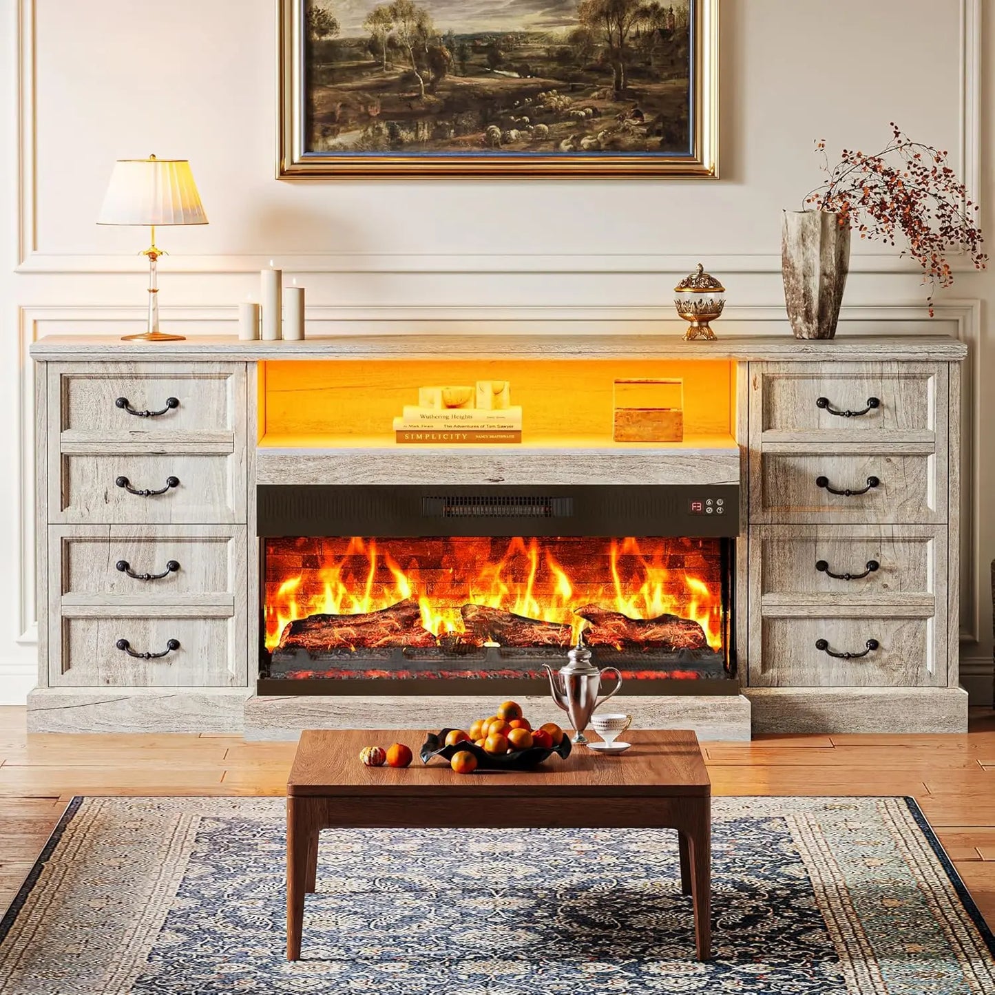 Fireplace TV Stand ,for 75 Inch TV