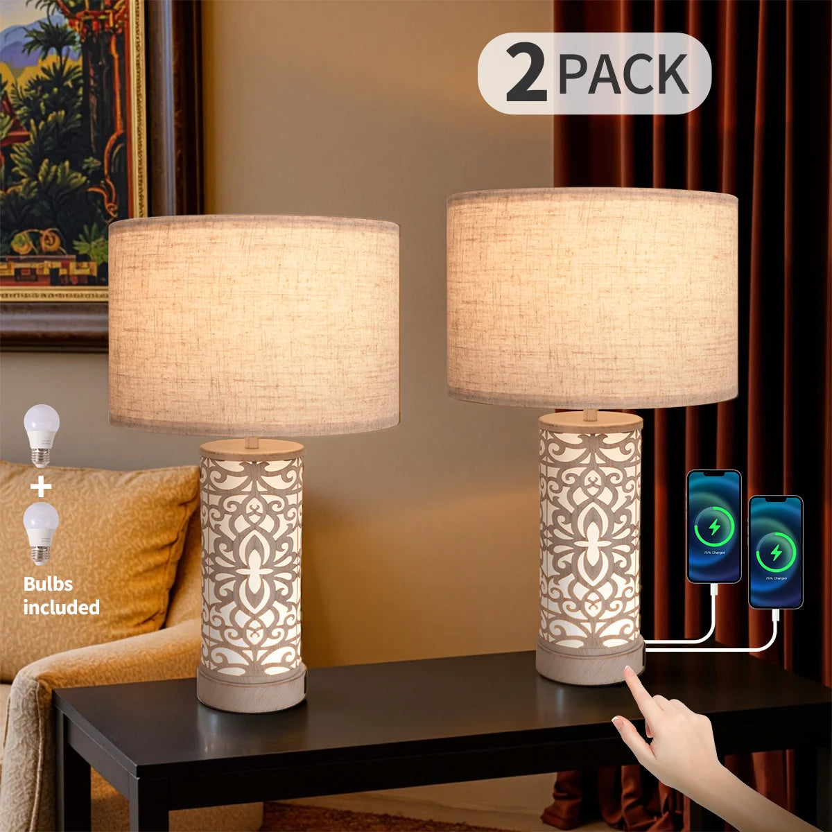 Retro Farmhouse Table Lamp Two Packs