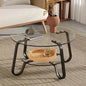 Retro frame double-layer glass coffee table