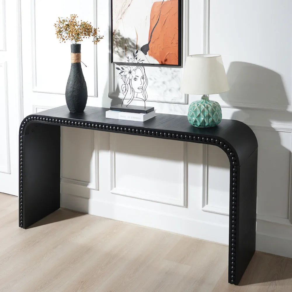 Black wooden game console table