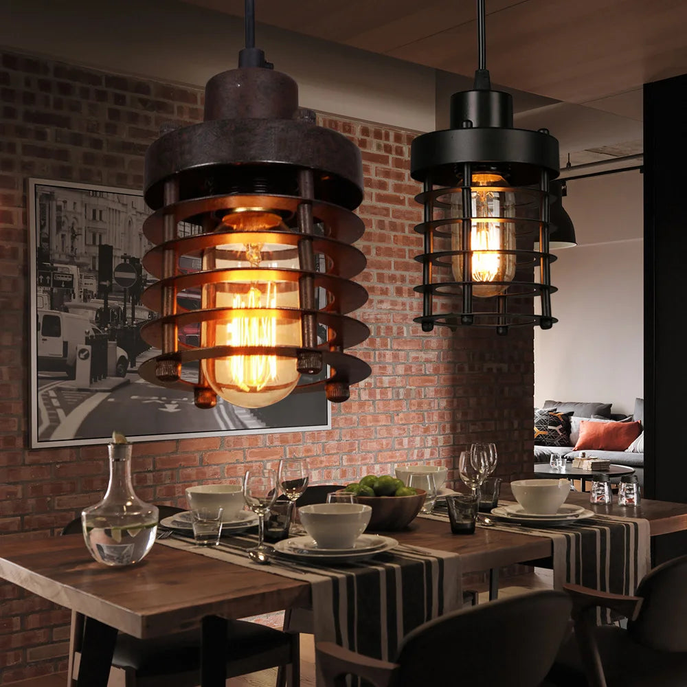 Rustic Vintage Industrial Iron Pendant Light