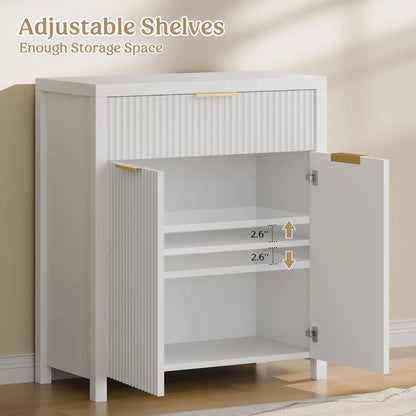 Fluted Storage Cabinet With Drawers