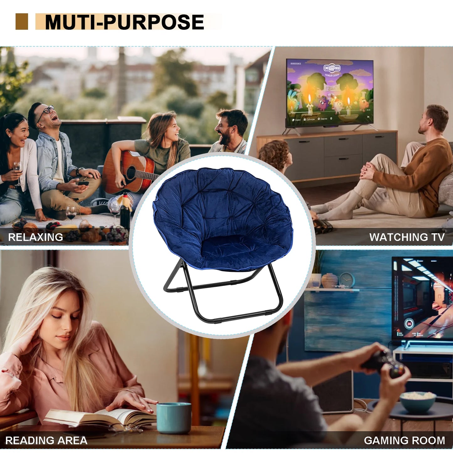 Moon Chair with Metal Frame