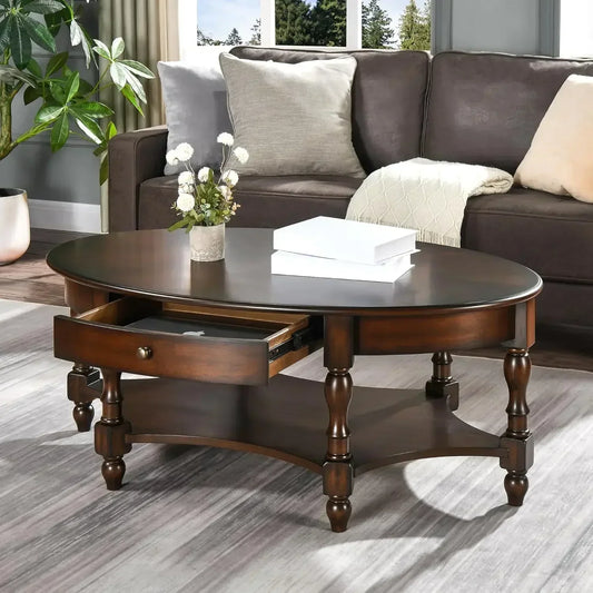 Solid Wood Coffee Table with Drawer