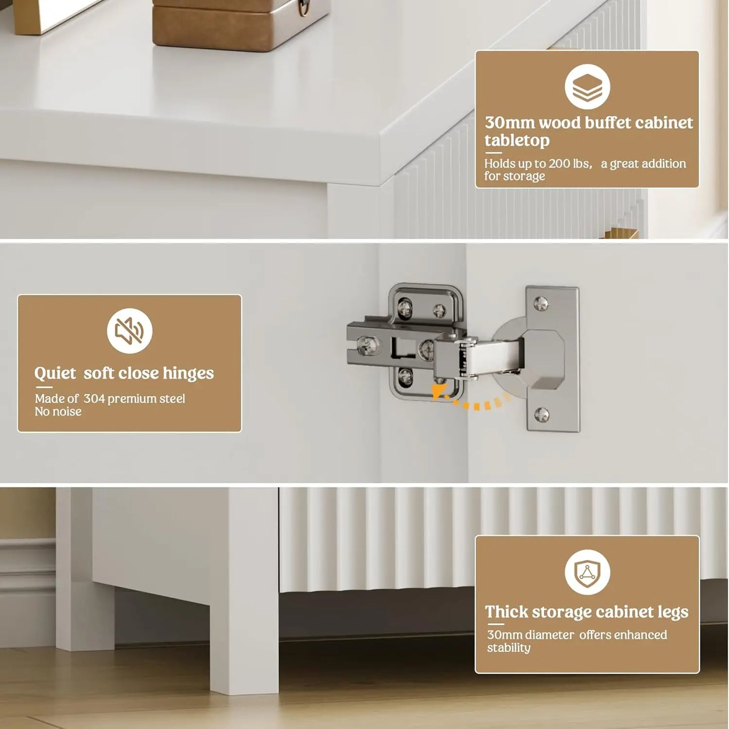 Fluted Storage Cabinet With Drawers