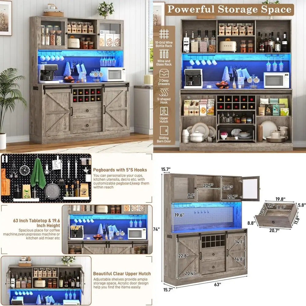 74" Tall 63" Wide Larg Bar Cabinet