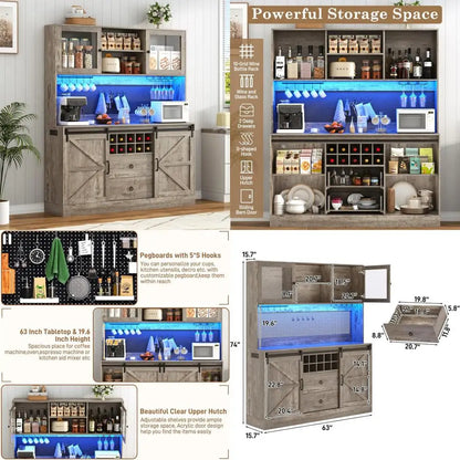 74" Tall 63" Wide Larg Bar Cabinet