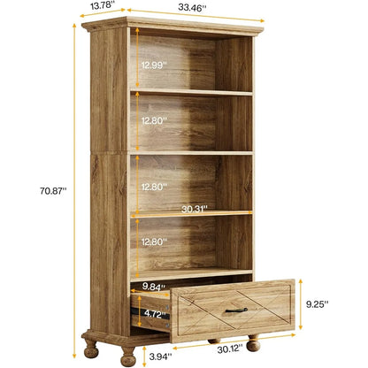 6-Shelf Bookcase with Drawer