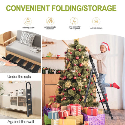 Heavy-Duty Folding Stool with Handrail