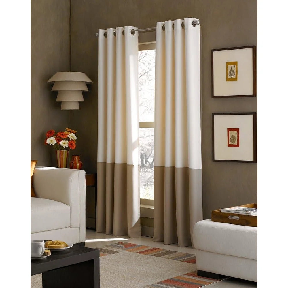 Lined Grommet Curtain Panel Color Blocked