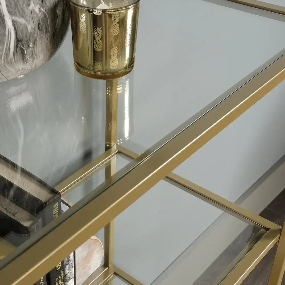 Nola 5 Shelf Gold Glass Bookcase