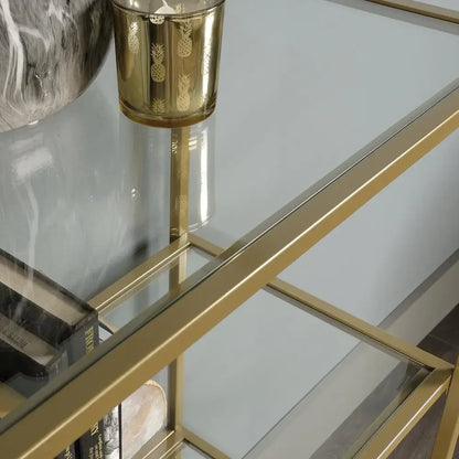 Nola 5 Shelf Gold Glass Bookcase