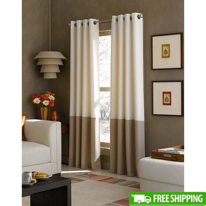Lined Grommet Curtain Panel Color Blocked