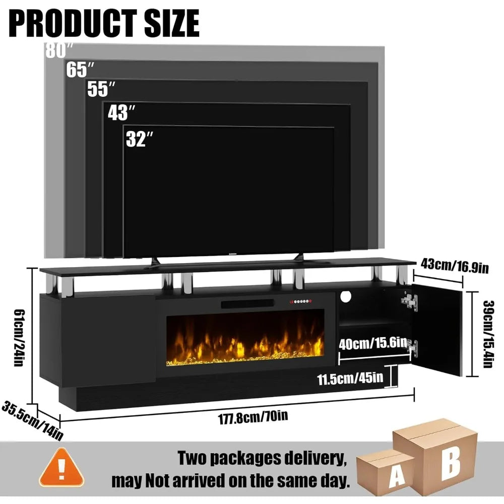 70" Modern Fireplace TV Stand with 36" Electric Fireplace